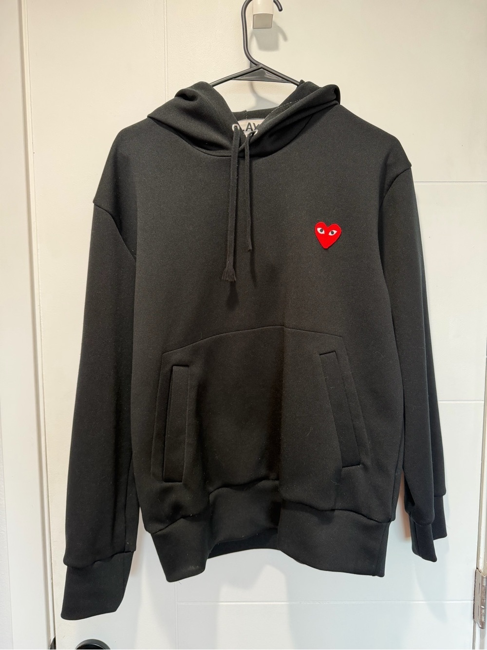 100% Authentic Comme des Garçons PLAY Black Hoodie Red Heart Logo Sz M